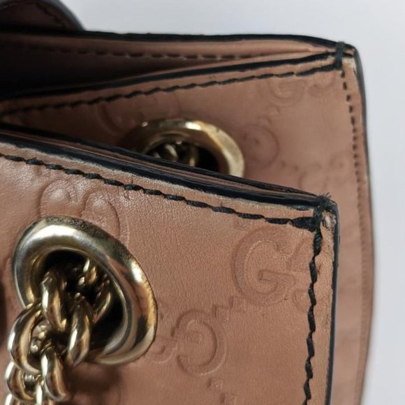 SOLD Gucci Emily Chain Large Pink Beige Calfskin Shoulder Bag - Picture 4 of 11